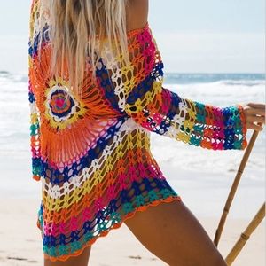Colorful knit beach coverup
